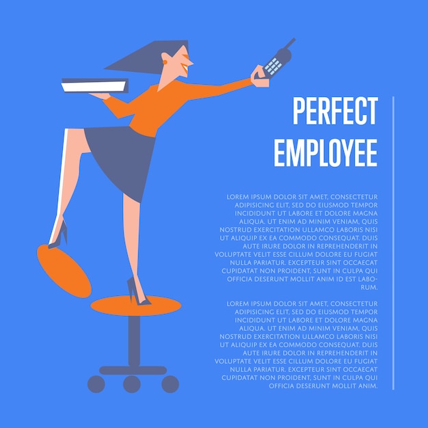 Perfect employee template illustration with business woman