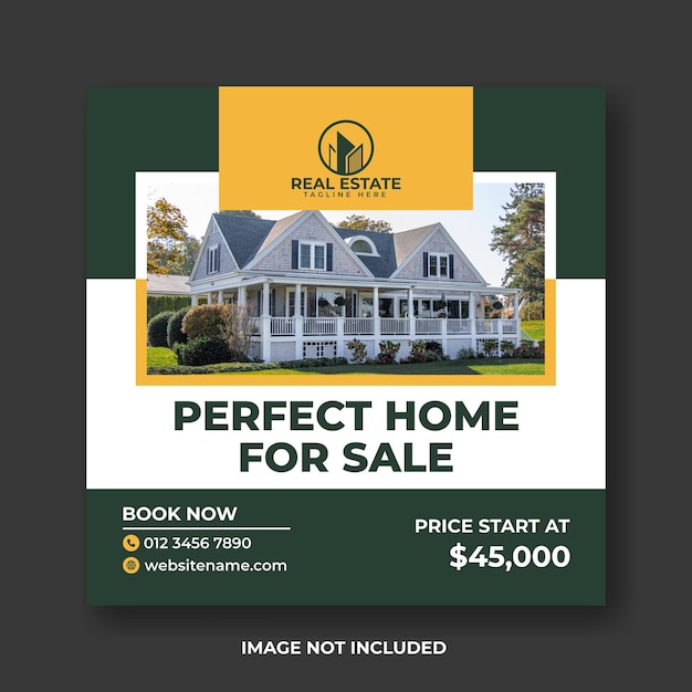 Perfect home for sale real estate social media post design template