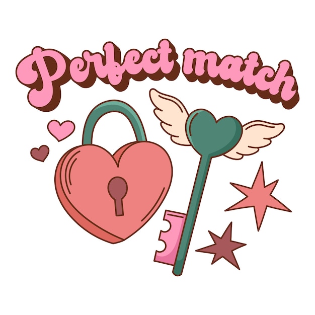 Perfect match vector print. Valentine's Day quote