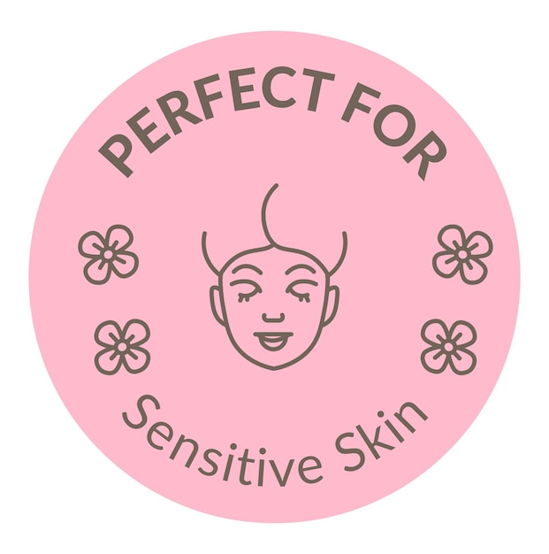 Perfect for sensitive skin label for cosmetics