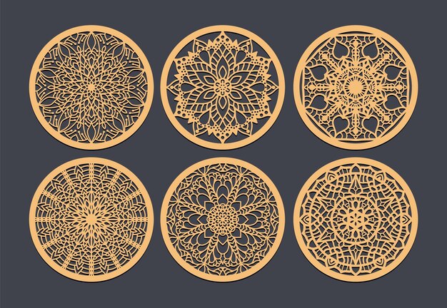 The Perfect Wedding Favor Laser Cut Coasters for Your Guests Vector set of mandalas Decorative rou