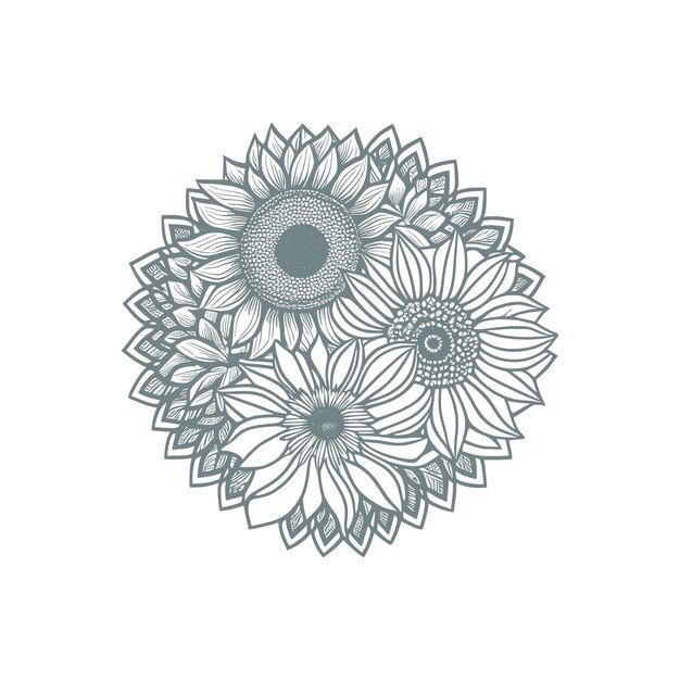 Perfectly Flower crafted for coloring book pages for adults The intricate black and white lines