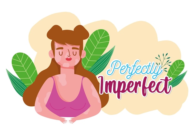 Perfectly imperfect, woman with vitiligo portrait  illustration