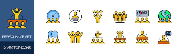 Vector performance icon set communication icons flat style vector icons