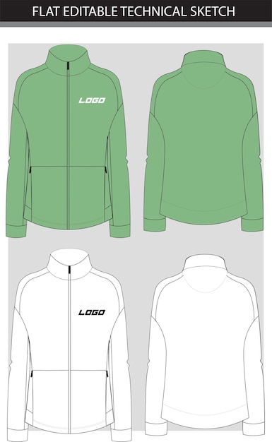 Performance jacket flat sketch vector file