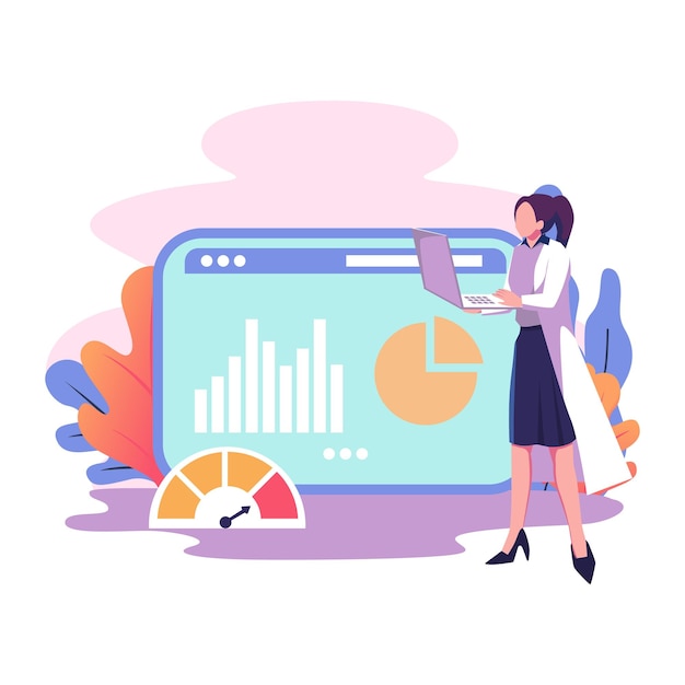 Performance management flat style illustration design