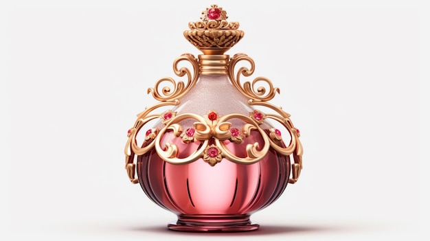 Vector a perfume bottle with a pink flower on the top