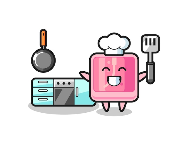 Vector perfume character illustration as a chef is cooking