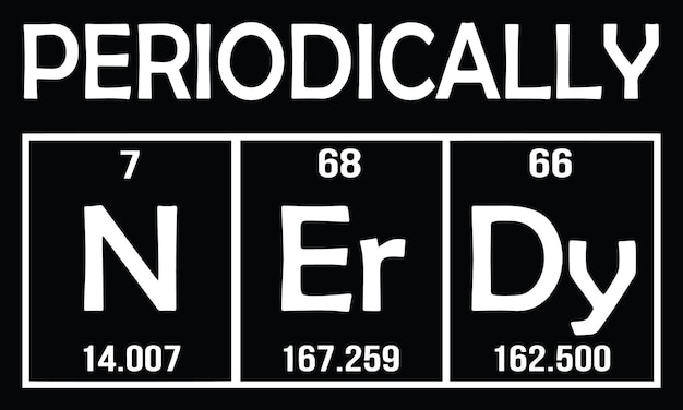 Vector periodically nerdy. the chemical elements of the periodic table.