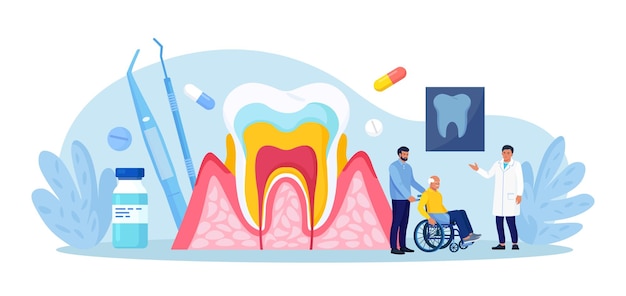 Periodontal disease doctor dentist checking tooth examines patient with periodontitis dentistry and healthy teeth hygiene oral care stomatology medical dental checkup inflammatory gum disease