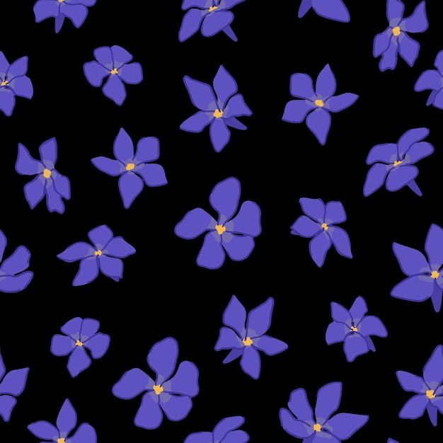 Periwinkle planten naadloos patroon Vector ornament van Vinca kleine bloemen Botanisch ontwerp in cartoon stijl