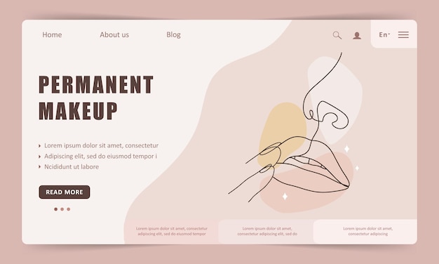 Permanent lips makeup Landing page template Tattoo salon