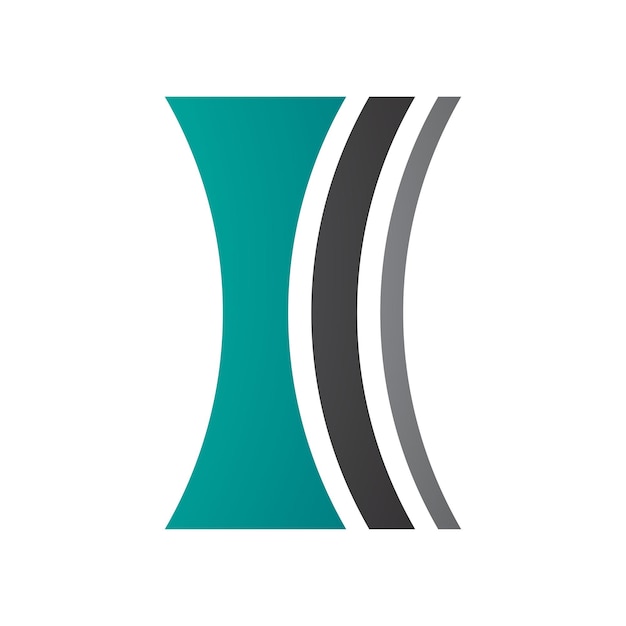Icona della lettera i a forma di lente concava verde e nera persiana