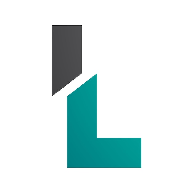 Vector persian green and black split shaped letter l icon