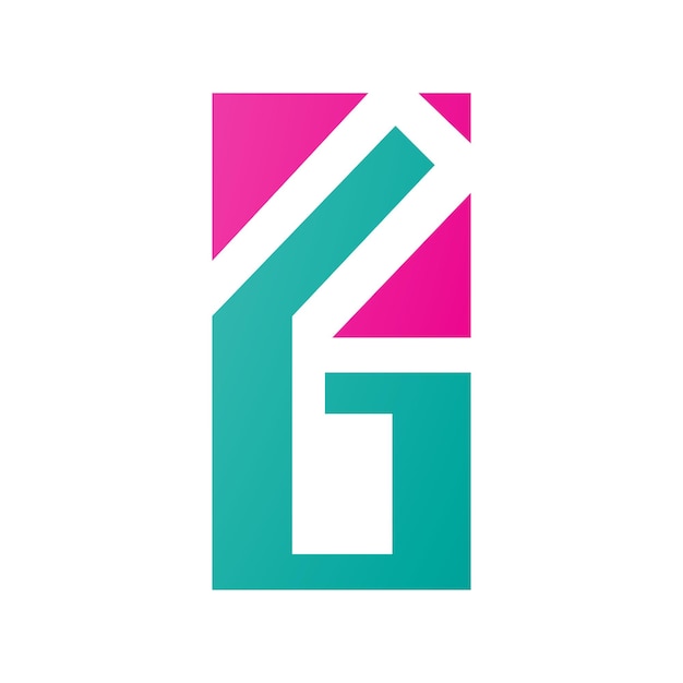 Персидская зеленая и пурпурная прямоугольная буква G или икона номер 6
