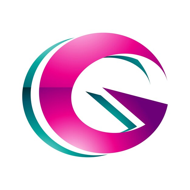 Persian Green and Magenta Round Glossy Layered Letter G Icon