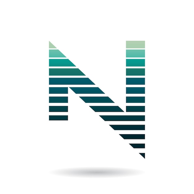 Персидская зеленая полосатая икона для векторной иллюстрации буквы N