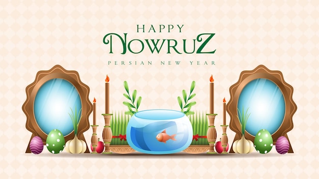 벡터 페르시아어 새해 행복한 nowruz 날 배너