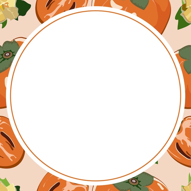 Persimmon fruits Vector round frame