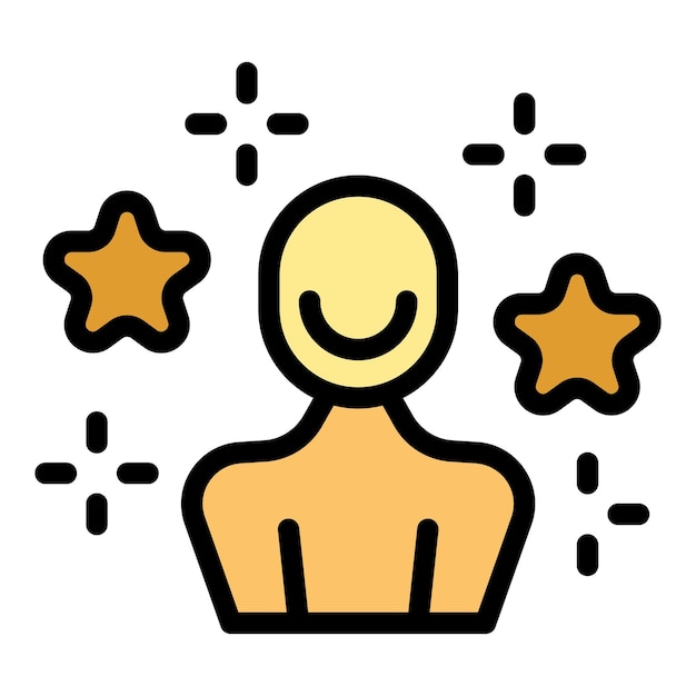 Vector person activity icon outline vector happy delight face fun color flat