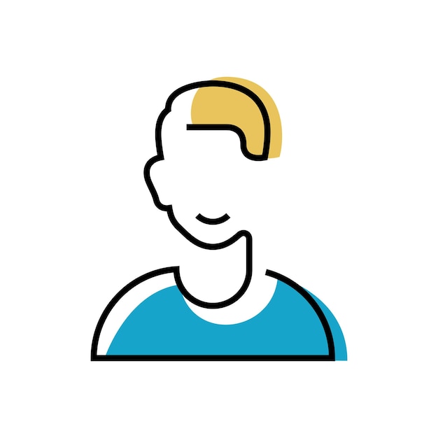 Person avatar one line coloured vector icon