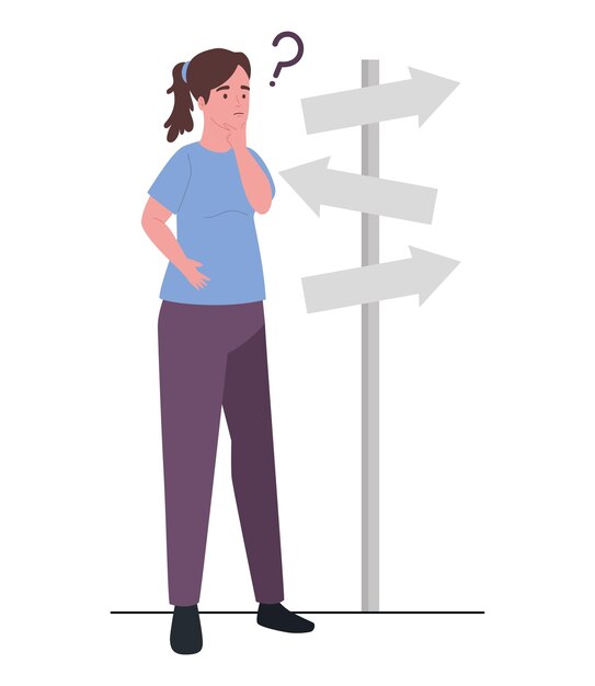 Vector person choosing direction thinking