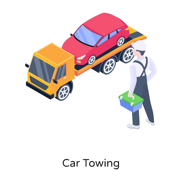 Человек, чистящий автомобиль, изометрическая икона автомойки