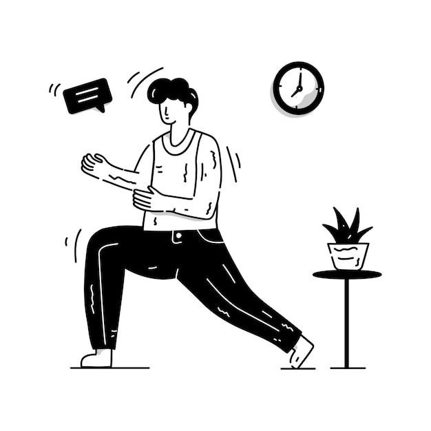 Person doing aerobics hand drawn illustration