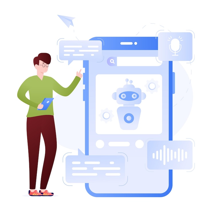 Vector person doing online chatting flat illustration