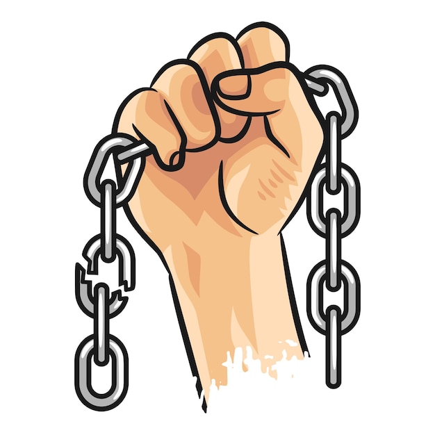 Person hand holding chain illustration