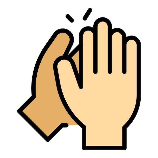 Vector person handclap icon outline vector hand clap support people applause color flat