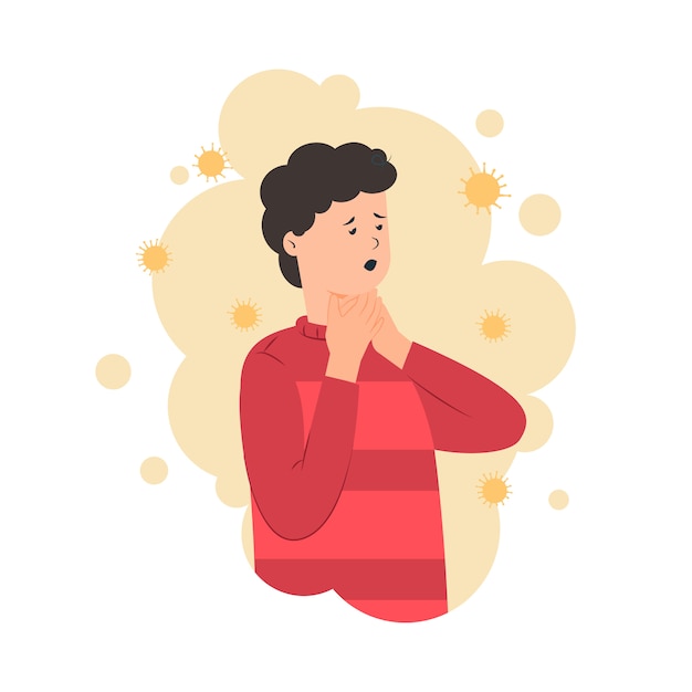 人の喉の痛みのイラスト