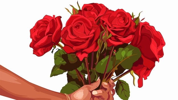 Vector a person holding a bouquet of red roses