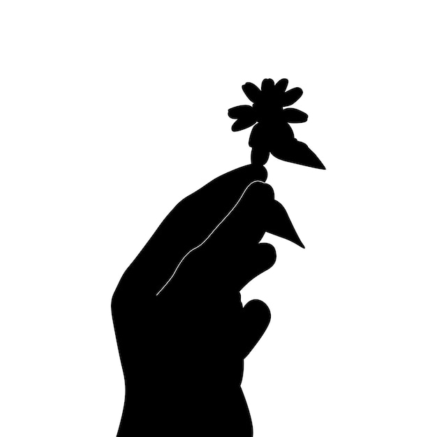 Vector a person holding a flower with a shadow of a person holding a flower