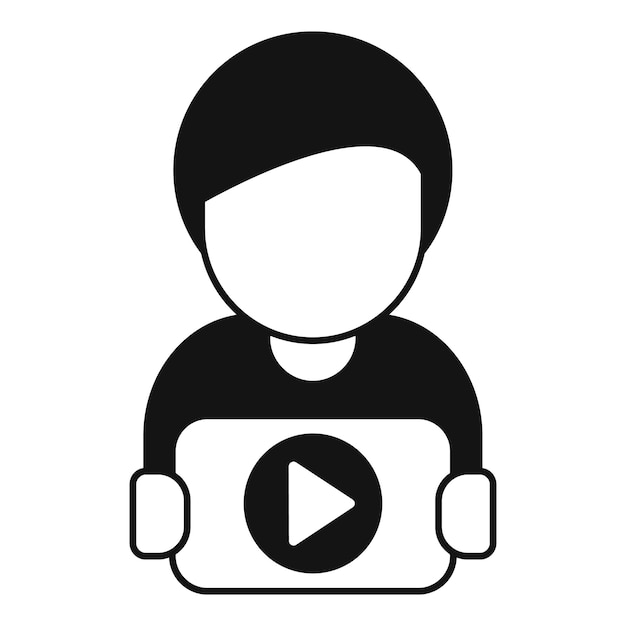 person holding play button icon