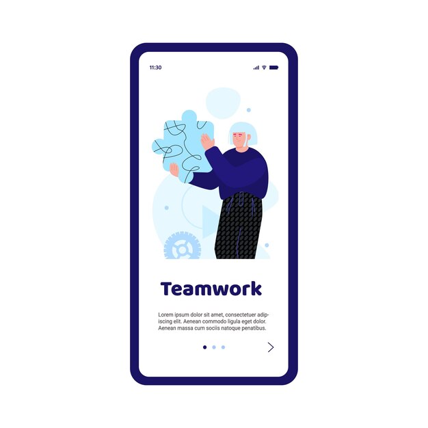 Person holding puzzle piece business teamwork concept for mobile app