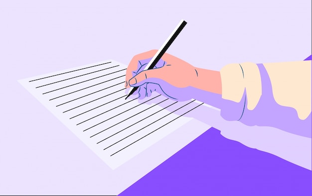 person holds pen and write in the blank paper