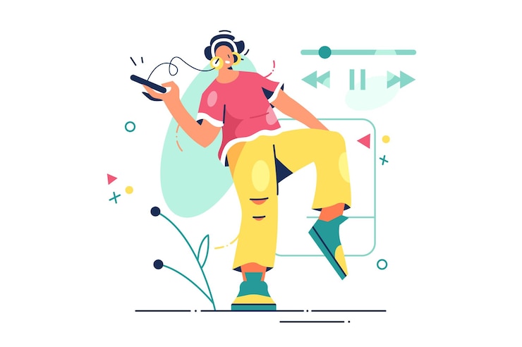 Vector person listen to music illustration 