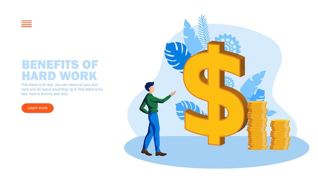 person looking at dollar sign with coins concept vector illustration