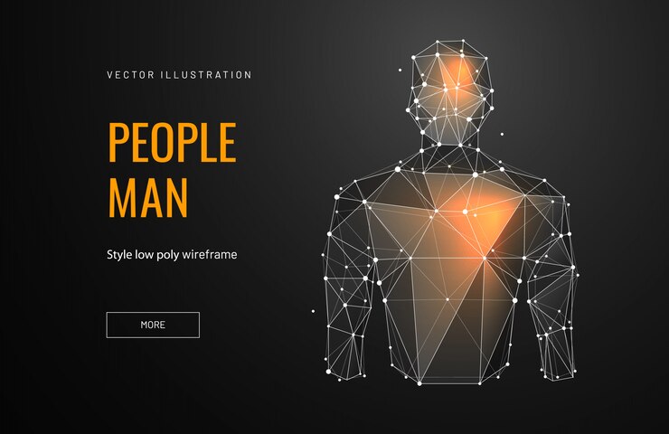 Vector person in polygonal wireframe style