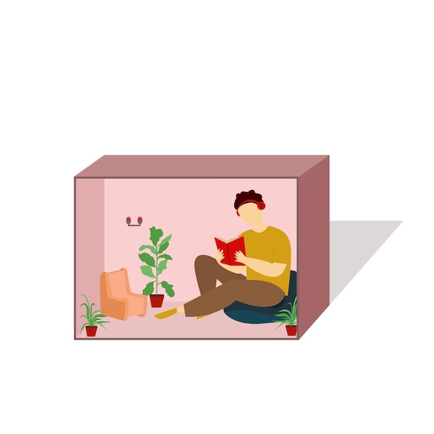 a person reading a book vector illustration design