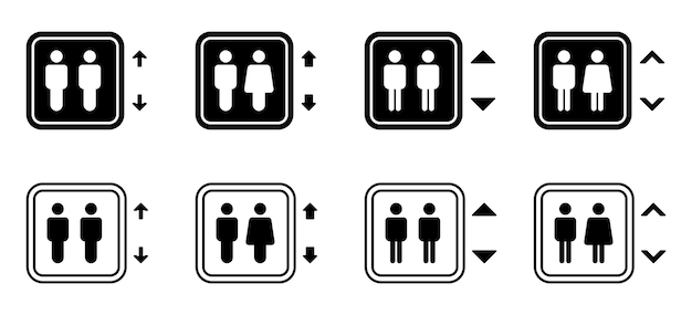 person riding elevator icon set trendy style flat design