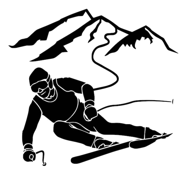 Vector person riding snowboard illustration, snowboarding silhouette skiing, sport