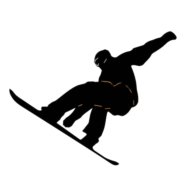 Vettore persona che guida l'illustrazione dello snowboard, snowboard silhouette sci, sport