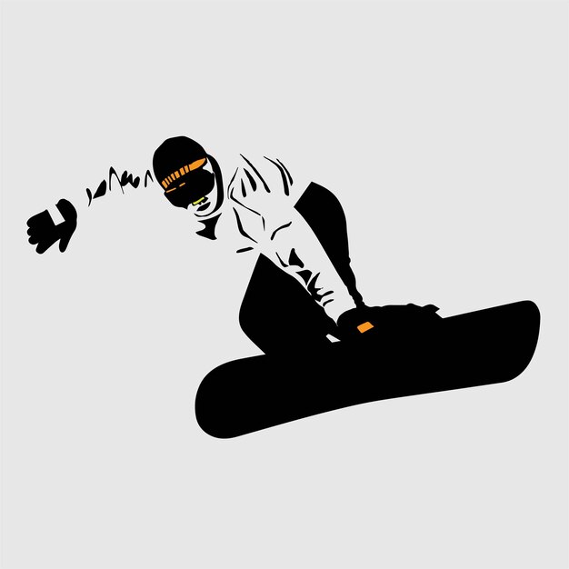 Vettore persona che guida l'illustrazione dello snowboard, snowboard silhouette sci, sport.