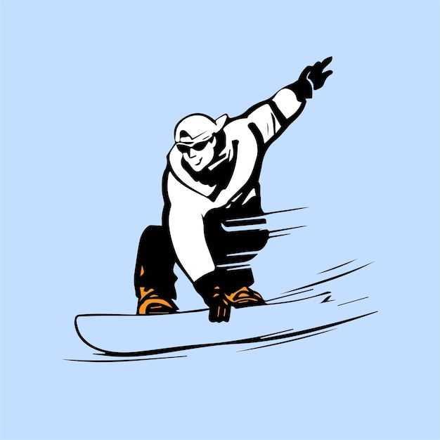 Vettore persona che guida l'illustrazione dello snowboard, snowboard silhouette sci, sport