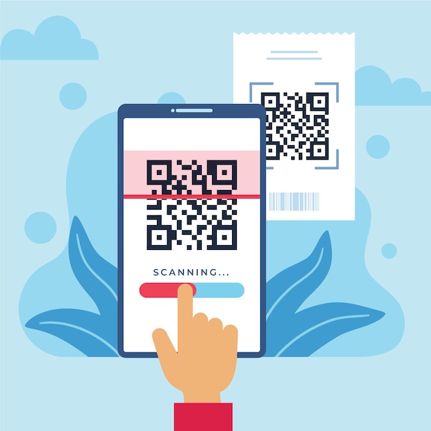 Person scanning a qr code with a smartphone illustrated