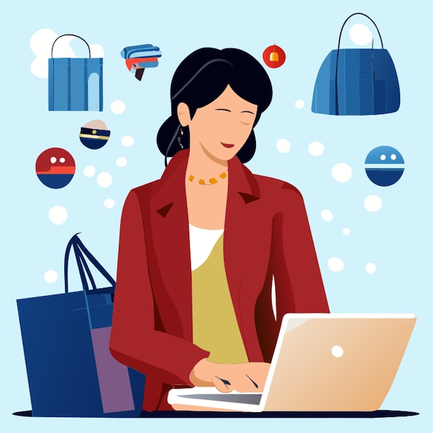 person shopping online no background vector illustration