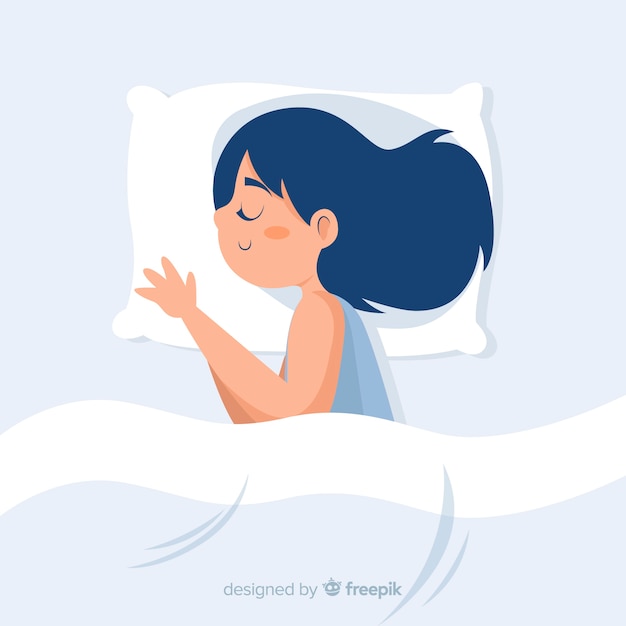 Vector person sleeping in bed background