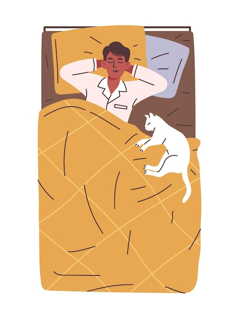 Вектор Концепция человека, спящего в постели